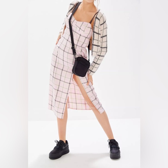 Urban Outfitters Cher Plaid Satin Midi Dress - Picture 3 of 7